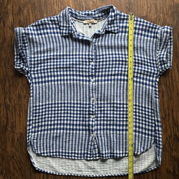 Casa Cabana Womens Gauze Button Up Shirt Size XL Blue White Gingham 100% Cotton - Picture 8 of 10